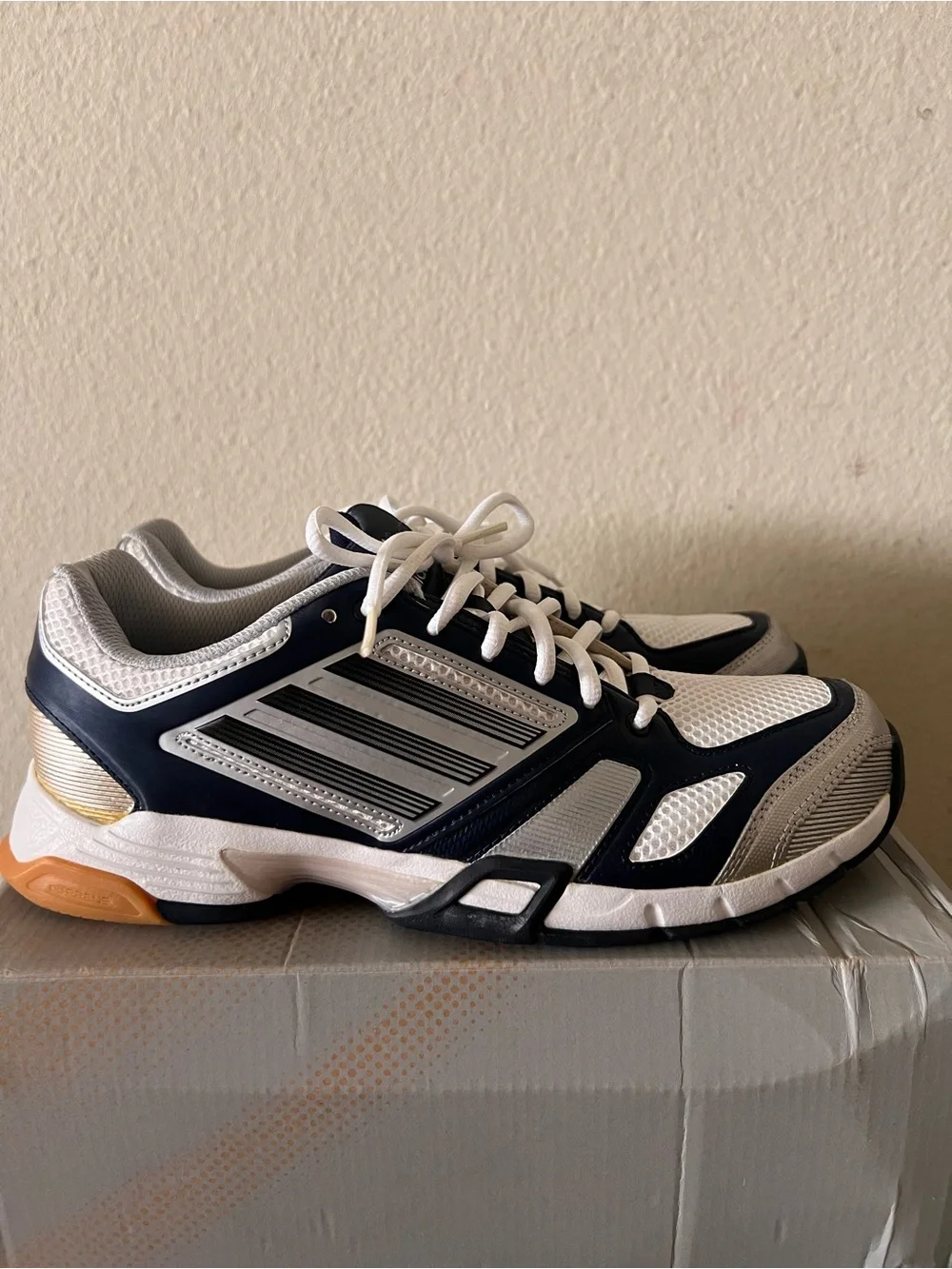 adidas Men's Navy, White and Gold Athletic Running Shoes